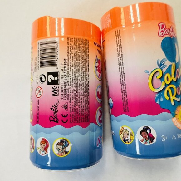 2 Barbie Color Reveal Chelsea Doll Orange Tube w/ 6 Surprises Sunny N Cool Serie - Picture 10 of 11